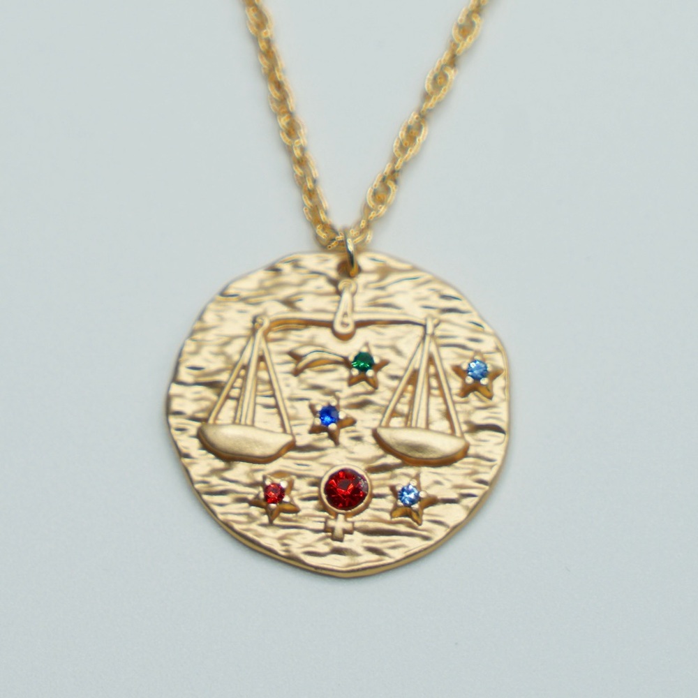 Zodiac  LIBRA coin necklace horoscope astrology